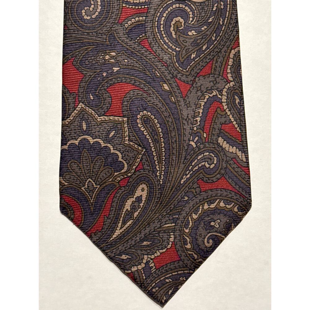 VTG Swing‎ 100% Italian Silk Necktie, Brown Paisley